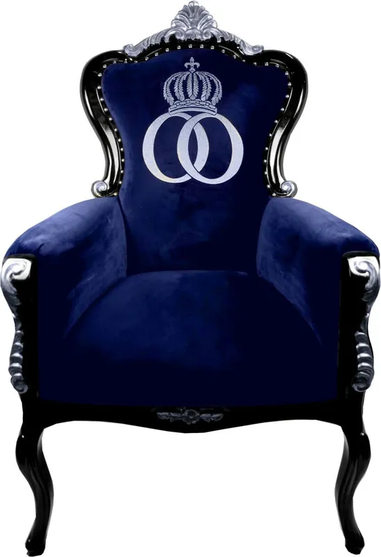 Pompöös di Casa Padrino lusso poltrona barocca Bergere blu / nero / argento - Poltrona pompöös barocco progettato da Harald Glööckler Solange Der Vorrat Reicht