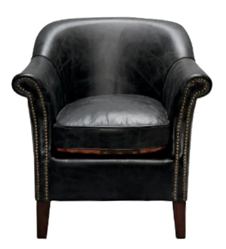 Top-Angebot Casa Padrino luxury genuine leather armchair black 75 x 75 x H. 78 cm - Leather Furniture