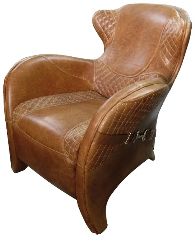 Neu Im Sortiment Casa Padrino poltrona Art Déco di lusso in vera pelle marrone 79 x 85 x A. 85 cm - Collezione di Lusso