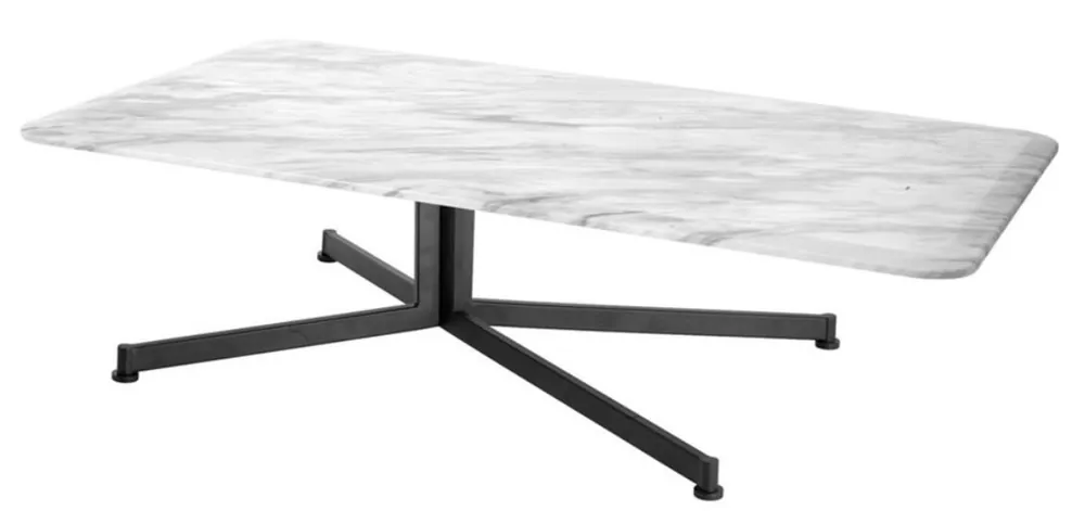 Casa Padrino tavolo da caffè di lusso bianco / nero 140 x 80 x H. 39 cm - Mobili per Soggiorno Preis Gesenkt