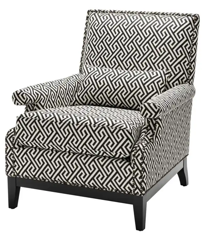 Casa Padrino poltrona di lusso nero / bianco 75 x 85 x H. 93 cm - Arredo Hotel Echt