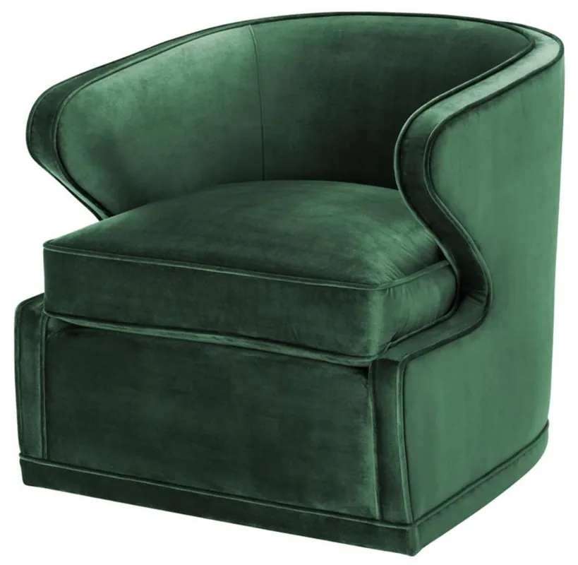 Nur Für Kurze Zeit Casa Padrino poltrona da salotto / poltrona girevole verde 75 x 80 x H. 73 cm - Mobili da Soggiorno di Lusso
