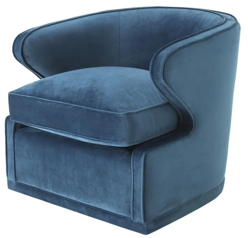Geprüft Casa Padrino poltrona da salotto / poltrona girevole blu 75 x 80 x H. 73 cm - Mobili da Soggiorno di Lusso