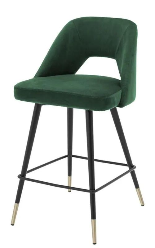 Kracherpreis Casa Padrino sgabello da bar di lusso verde / nero 50 x 50 x H. 90 cm - Sgabello da Bar di Lusso con Schienale