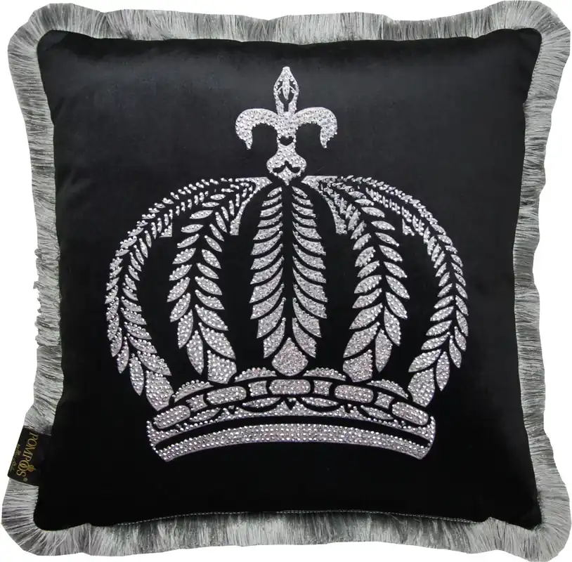 Cuscino di lusso Harald Glööckler Pompöös di Casa Padrino Bordeaux / Corona d'oro con strass - Cuscino Glööckler Preisknaller