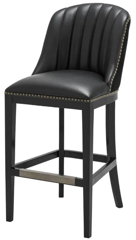 Casa Padrino sgabello da bar di lusso nero 49,5 x 61 x H. 115 cm - Sgabello da Bar di Lusso con Schienale Abverkauf