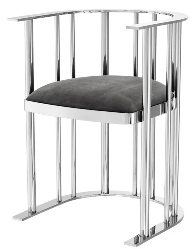 Casa Padrino sedia design con braccioli argento / grigio scuro 54,5 x 53 x H. 68 cm - Mobili di Design Geprüft