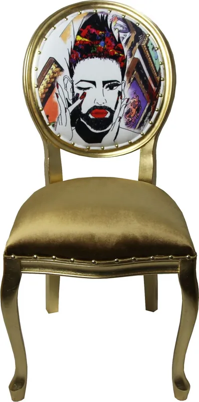 Nur Heute Pompöös di Casa Padrino Sedia da pranzo in stile barocco di lusso Gold - Sedia barocca Pompööser disegnata da Harald Glööckler