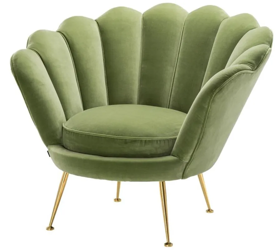 Rabatt Casa Padrino poltrona di lusso verde chiaro / ottone 96,5 x 79 x H. 78 cm - Arredo Hotel di Design