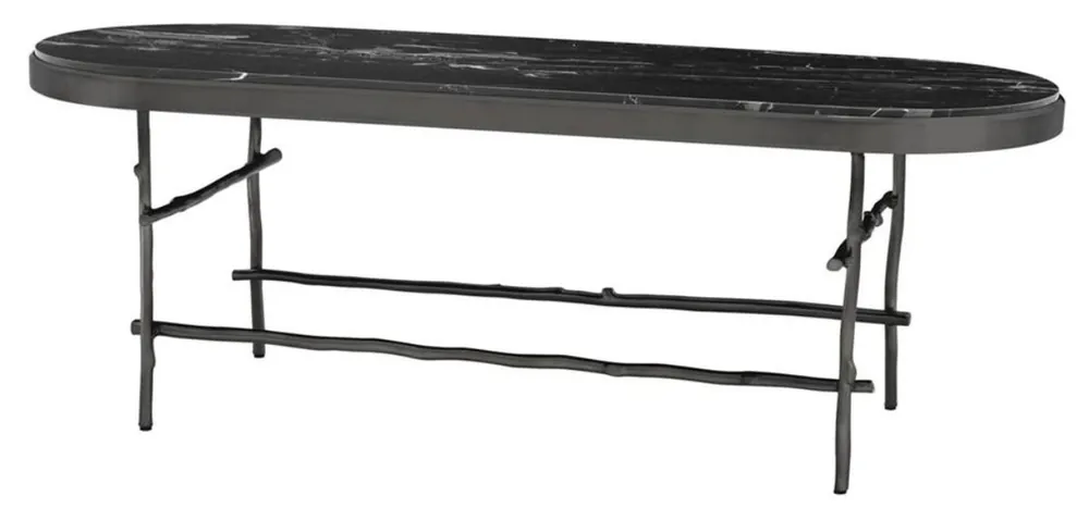 Zertifiziert Casa Padrino tavolino da salotto di lusso bronzo / nero 130 x 45 x H. 45,5 cm - Arredamento di Lusso