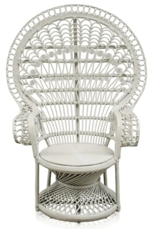 Neuheit Casa Padrino poltrona in rattan di lusso bianco 114 x 80 x H. 150 cm - Mobili Vintage