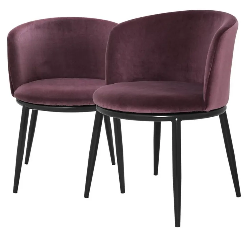 Casa Padrino set sedia da pranzo di lusso porpora / nero 57 x 57 x H. 74 cm - Mobili per Sala da Pranzo Finale Aktion
