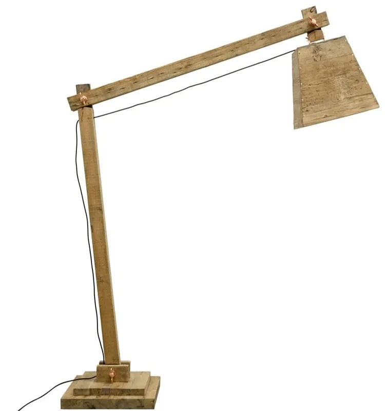 Casa Padrino lampada da terra in legno di pino colori naturali 190 x 52 x H. 220 cm - Lampada da Terra di Lusso con Cavo Nero Sonderangebot