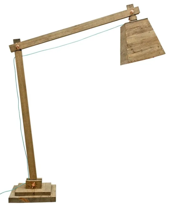 Casa Padrino lampada da terra in legno di pino colori naturali 190 x 52 x H. 220 cm - Lampada da Terra di Lusso con Cavo Acqua Blu Top-Preis
