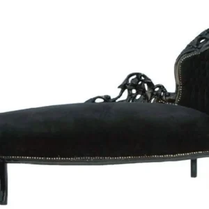 Casa Padrino Chaise Longue Barocca Nera / Nera Lato Destro - Mobili Recamiere Lounger Interior Günstig