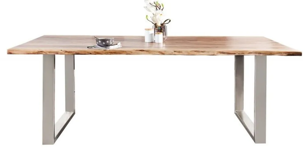 Tavolo da pranzo in legno massello di design Casa Padrino Naturale - Acacia - 200 x 100 x H.80 cm - Realizzato in legno di acacia massiccio Nur Heute