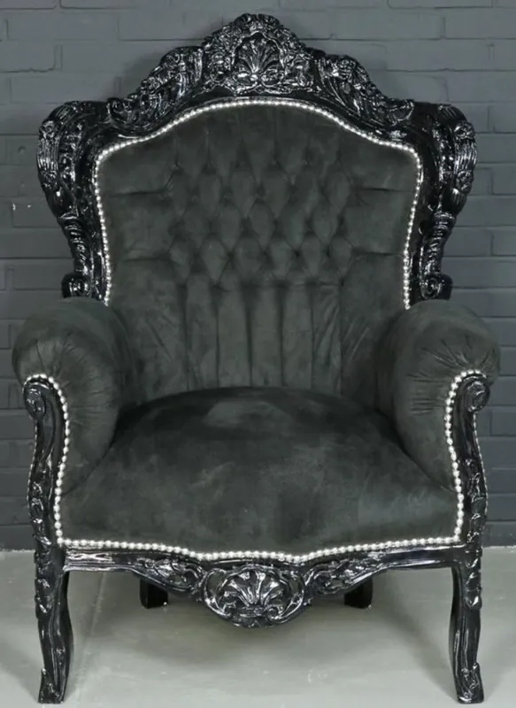 Neuheit Casa Padrino Baroque Armchair Black 85 x 85 x H. 120 cm - Baroque Style Living Room Armchair