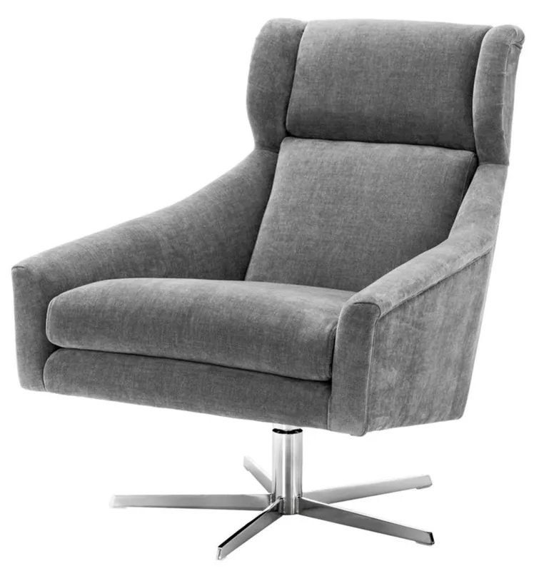Casa Padrino poltrona girevole grigio / argento 76 x 98 x H. 94,5 cm - Arredamento di Lusso Top-Seller
