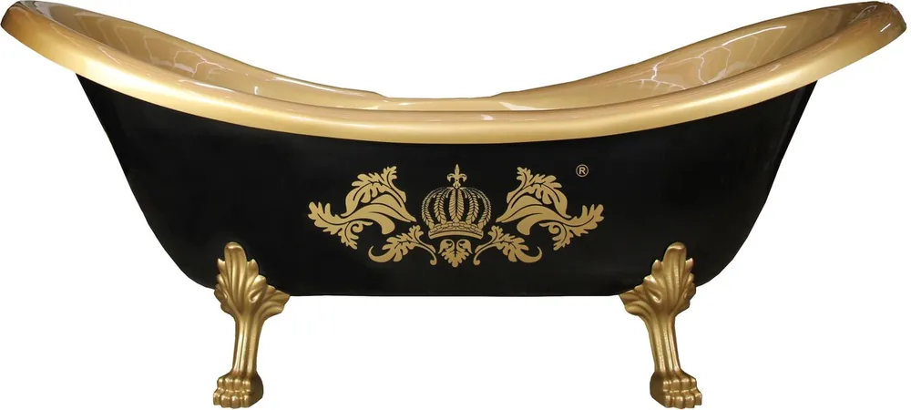 Beliebt Pompöös di Casa Padrino Luxury Bathtub Deluxe di Harald Glööckler Nero / Oro / Oro 2020mm con piedi di leone d'oro