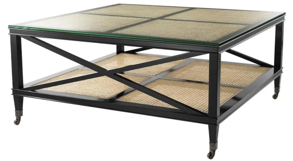 Casa Padrino tavolino di lusso nero / naturale 100 x 100 x H. 46 cm - Edizione Limitata Finale Aktion
