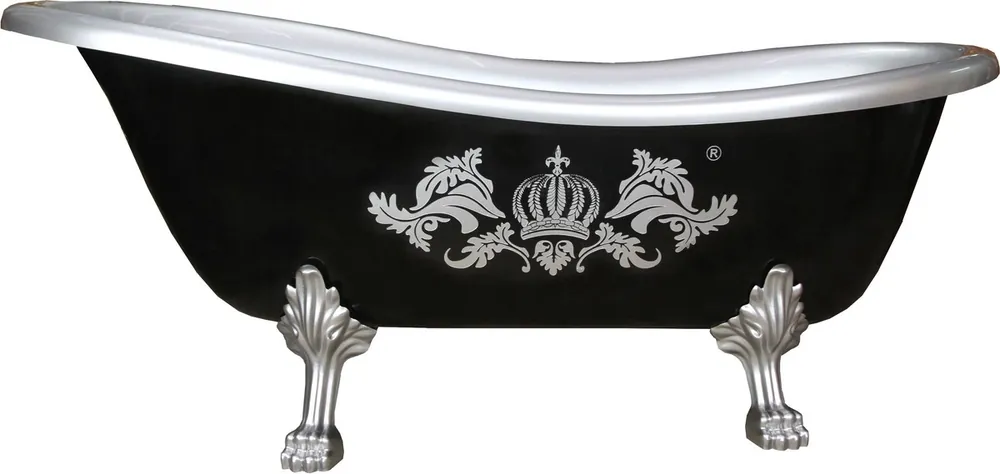 Knallerangebot Pompöös di Casa Padrino lussuoso bagno deluxe indipendente di Harald Glööckler nero / argento 1470mm con piedi d'argento leone