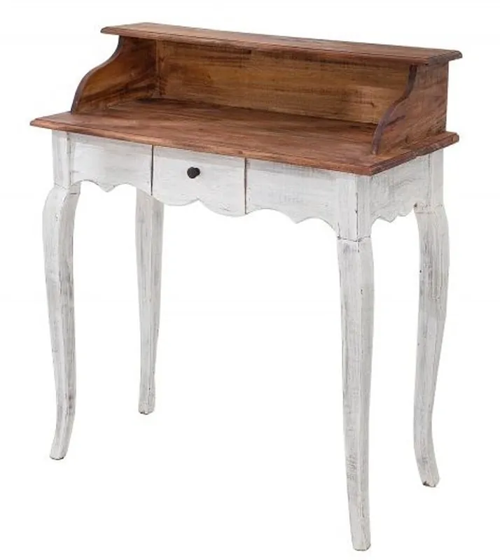 Nur Heute Scrivania stile country Casa Padrino Antique Bianco / Natura 80 x 40 x H. 92 cm - Scrivania in stile shabby chic