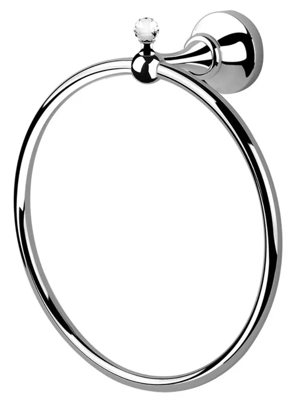 Heißes Angebot Luxury Towel Rack / Towel Ring with Swarovski Crystal Glass Silver 20.2 x 9.3 x H. 22 cm - Luxury Bath Accessories Made in Italy