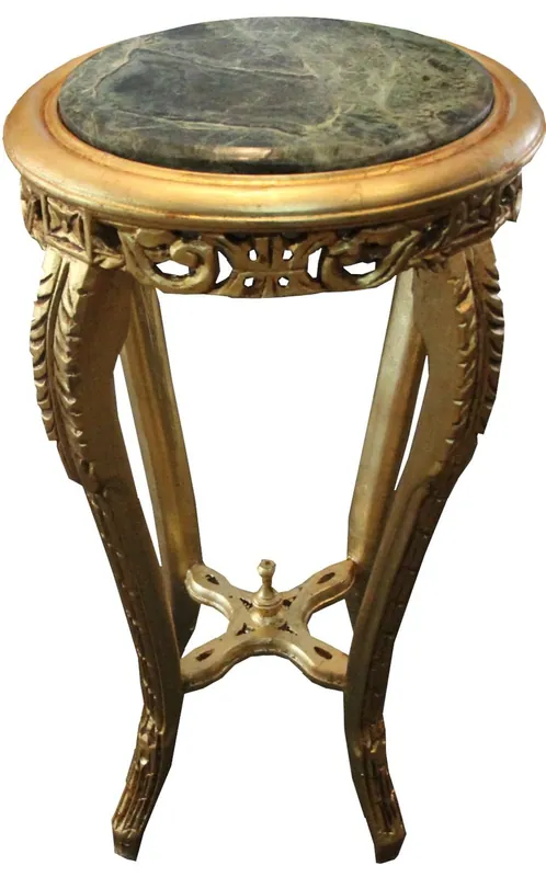 Tavolino barocco Casa Padrino rotondo in oro con marmo verde Top 37 cm x H. 70 cm Stile antico Sonderangebot