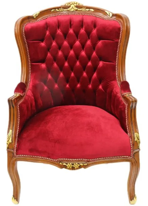 Sonderangebot Sedia da salotto barocca Casa Padrino Mogano Marrone / Bordeaux 70 cm x 60 cm x H. 105 cm - legno massello
