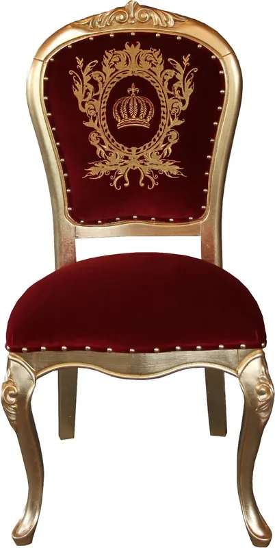 Pompöös di Casa Padrino lusso barocco Cena sedia eco-pelliccia nera corona / oro con strass - sedia Pompööser barocca progettata da Harald Glööckler Mega-Angebot