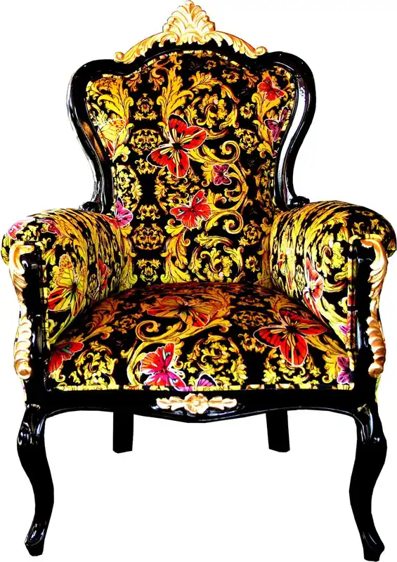 1974/5000 Pompöös di Casa Padrino Luxury Poltrona barocca Bergere Butterfly & Flower Design / Black / Gold - Pompöös Poltrona barocca disegnata da Harald Glööckler Preiswert