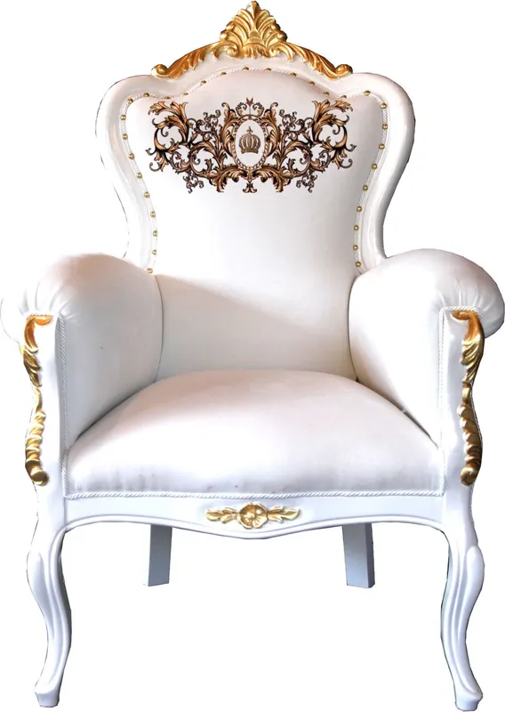 Markenprodukt Pompöös di Casa Padrino lusso poltrona barocca Bergere bianco / oro tempestati di strass - Poltrona Pompööser barocco progettato da Harald Glööckler