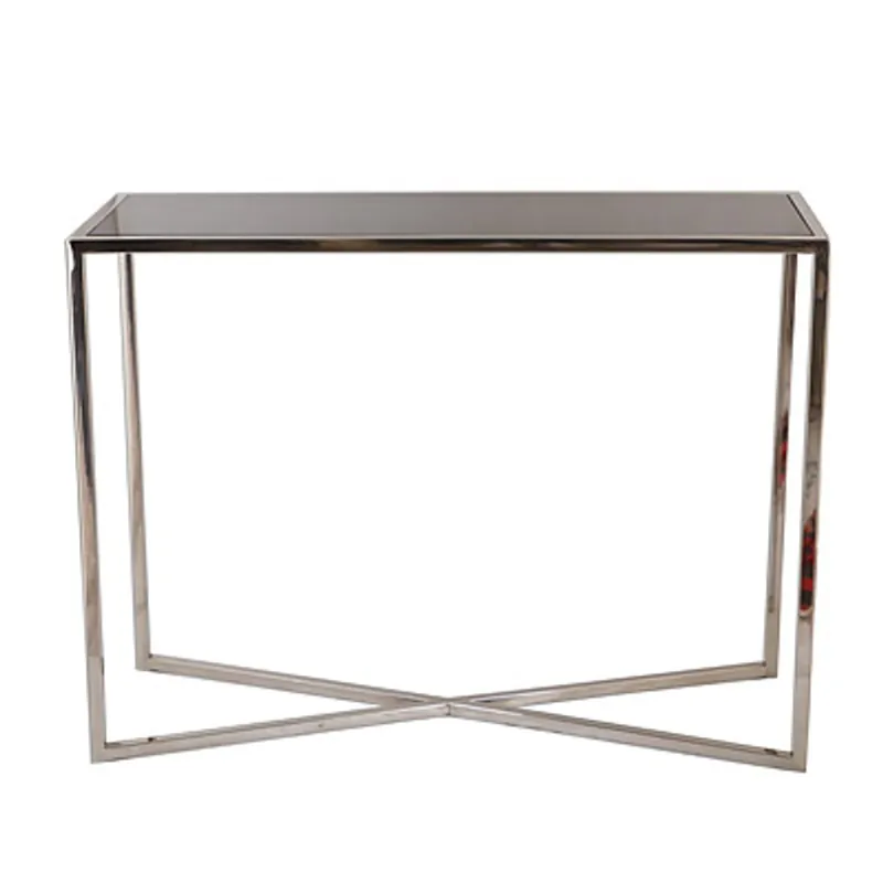 Nur Für Kurze Zeit Console di design di Casa Padrino argento 100 x 35 xh. 75 cm - consolle con piano in vetro nero