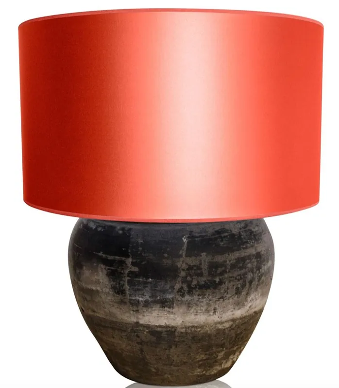 Highlight Casa Padrino lampada da tavolo in terracotta di lusso grigio / arancio Ø 60 x H. 72 cm - Arredamento di Lusso