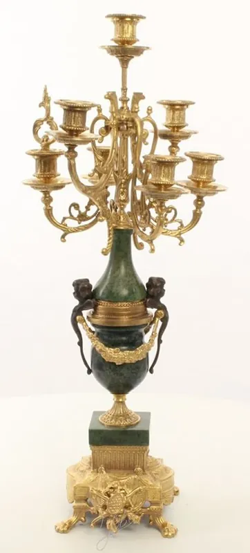 Nur Heute Casa Padrino candeliere barocco oro / verde 22 x 26 x H. 62,4 cm - Mobili in Stile Barocco