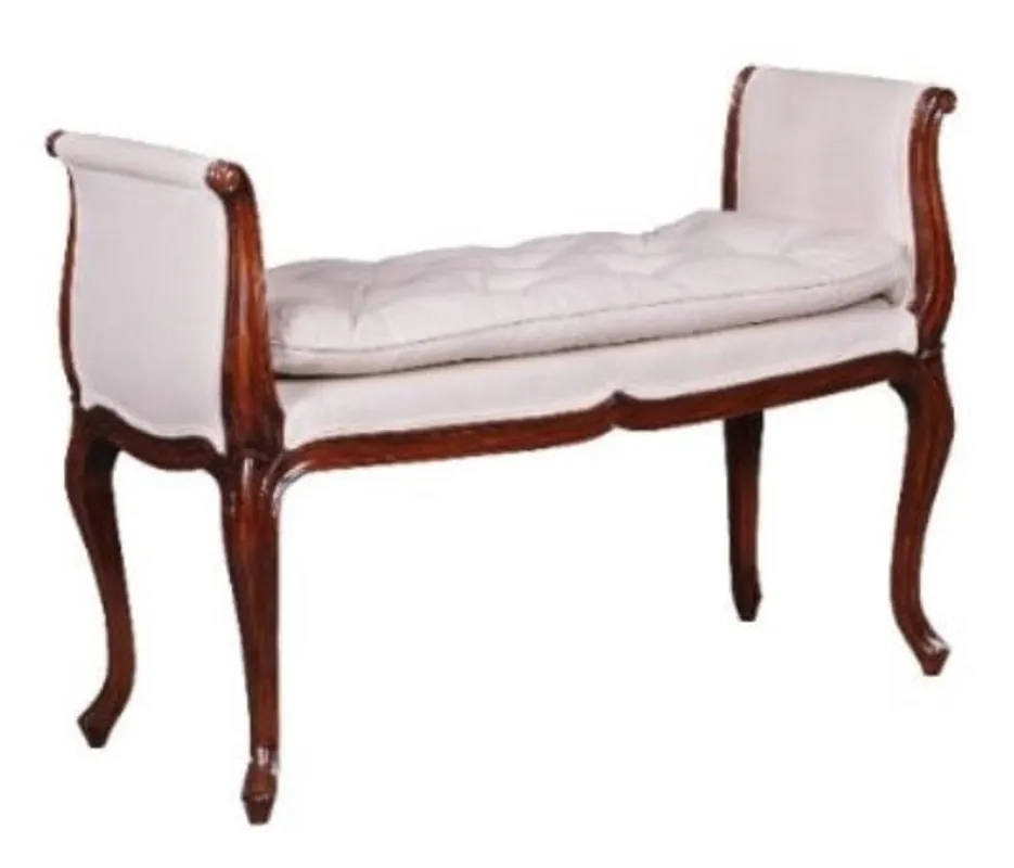 Preisreduziert Casa Padrino panca di lusso stile barocco in mogano marrone / bianco 105 x 44 x H. 74 cm - Arredo Barocco e Art Nouveau