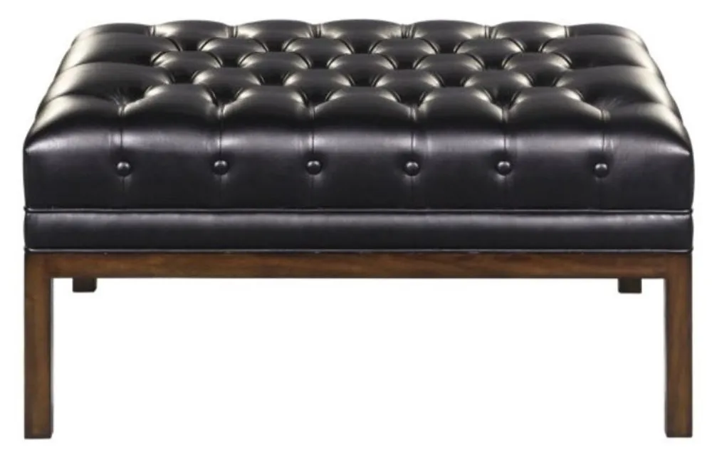 Mega-Angebot Casa Padrino Ottomano Chesterfield in Vera Pelle Nero / Marrone 80 x 59 x H. 40 cm - Arredamento Hotel