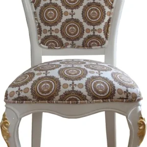 Angebot Pompöös di Casa Padrino Sedia da pranzo in stile barocco di lusso in beige bianco / oro con corona - Sedia barocca Pompööser disegnata da Harald Glööckler