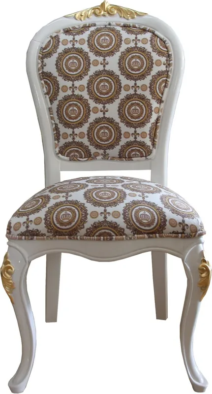 Angebot Pompöös di Casa Padrino Sedia da pranzo in stile barocco di lusso in beige bianco / oro con corona - Sedia barocca Pompööser disegnata da Harald Glööckler