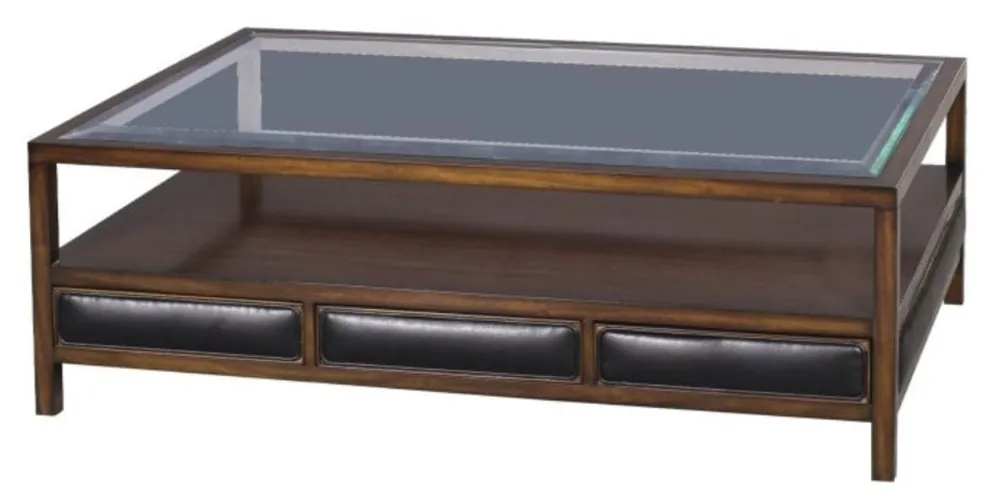 Casa Padrino tavolino da salotto di lusso marrone / nero 120 x 80 x H. 41 cm - Tavolino da Caffè in Mogano con 3 Cassetti Sichere Zahlung
