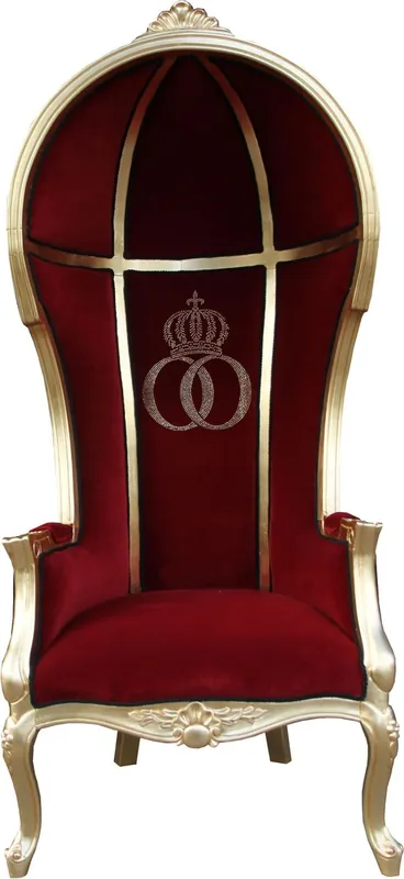 Pompöös di Casa Padrino Luxury Balloon Baroque Chair Isabelle Bordeaux / nero con corona luccicante - Pompööser Baroque Armchair disegnata da Harald Glööckler Garantierte Lieferung