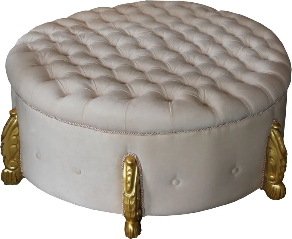 Sgabello rotondo barocco Casa Padrino in crema / oro diametro 107 cm - Mobili hotel di lusso - Edizione limitata Super-Preis