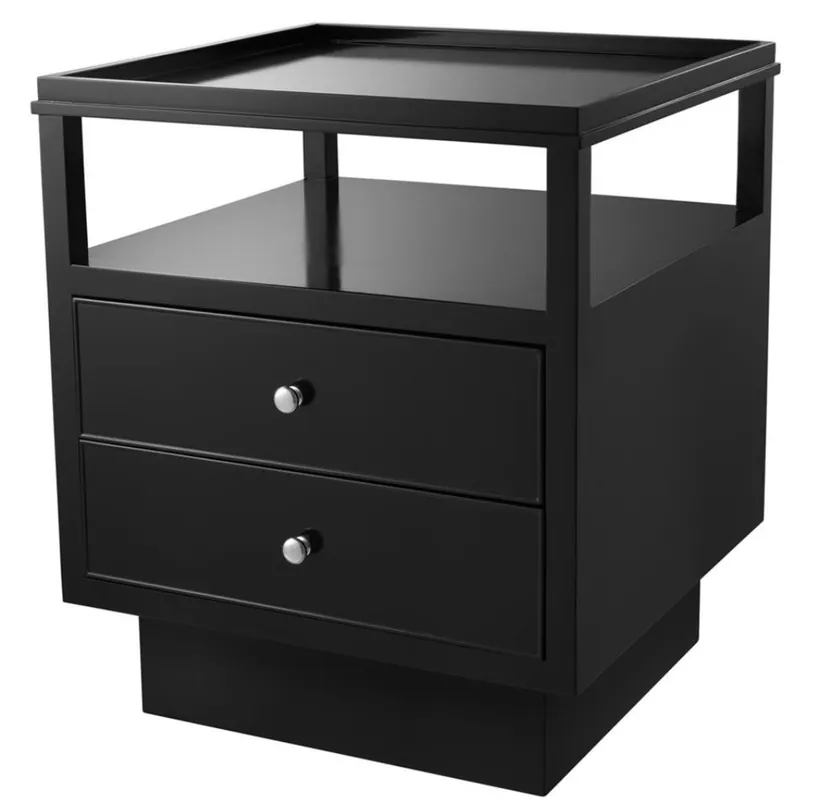 Casa Padrino comodino in mogano di lusso con 2 cassetti nero / argento 57 x 55 x H. 61 cm - Mobili di Lusso per Camera da Letto Saisonangebot