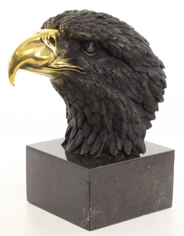 Casa Padrino bronzo testa di aquila di lusso su base di marmo nero / oro 17,9 x 27 x H. 33,2 cm - Soggiorno Deco Expressversand