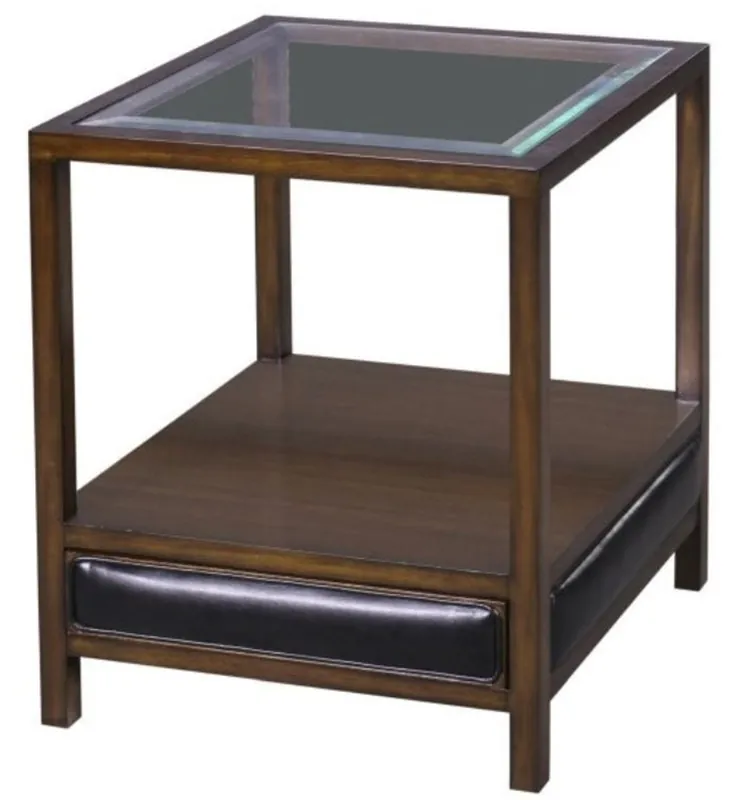Wochenendangebot Casa Padrino tavolino da salotto in mogano di lusso marrone / nero 52 x 52 x H. 64 cm - Tavolino da Salotto con Piano in Vetro e Cassetto
