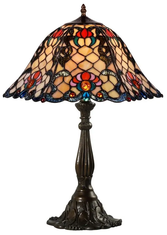 Sonderaktion Casa Padrino Lampada da Tavolo Tiffany Multicolor Ø 44,5 x H. 61 cm - Lampada da Tavolo di Lusso fatta a mano in Mosaico di Vetro