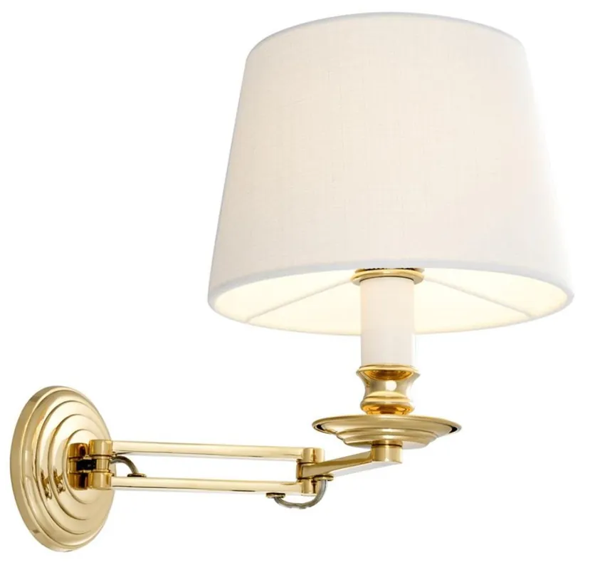Casa Padrino lampada da parete di lusso con braccio girevole oro / bianco 22 x 21,5 x H. 27,5 cm - Lampada Hotel & Restaurant Preisreduziert