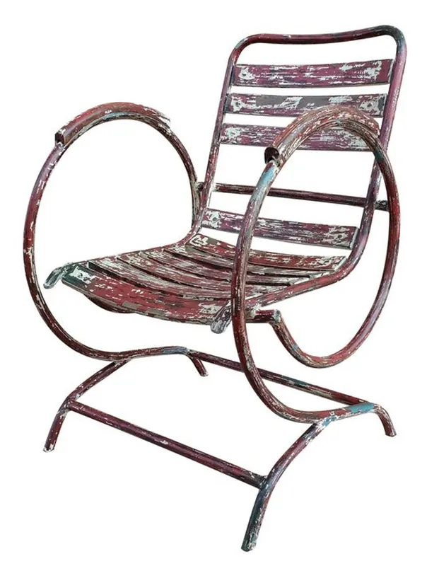 Casa Padrino sedia da giardino Art Nouveau con braccioli rosso antico 60 x 45 x H. 85 cm - Mobili da Giardino Fatti a Mano Aktuell