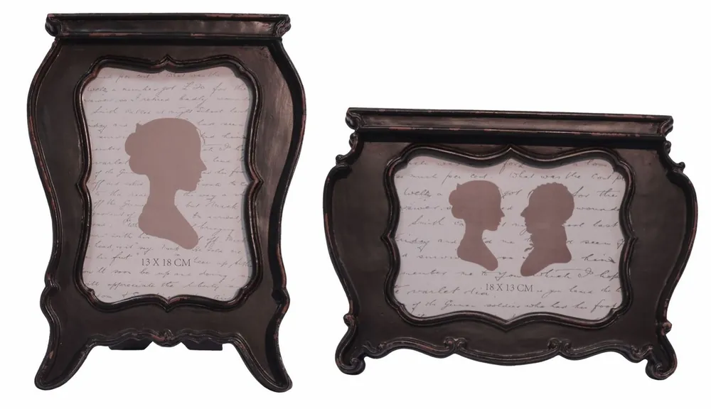 Nur Heute Casa Padrino cornice in stile barocco set di 2 pezzi d'antiquariato nero - Decorazione Barocco