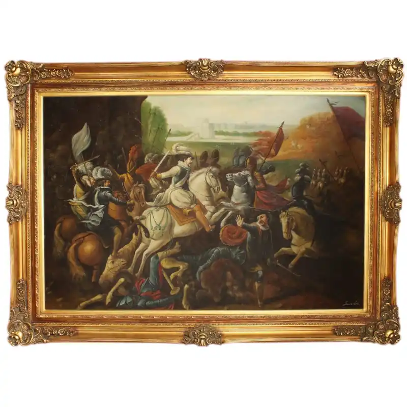 Enorme pittura a olio barocca dipinta a mano War Mod.2 Cornice oro orgoglio 225 x 165 x 10 cm - Materiale voluminoso Online Kaufen